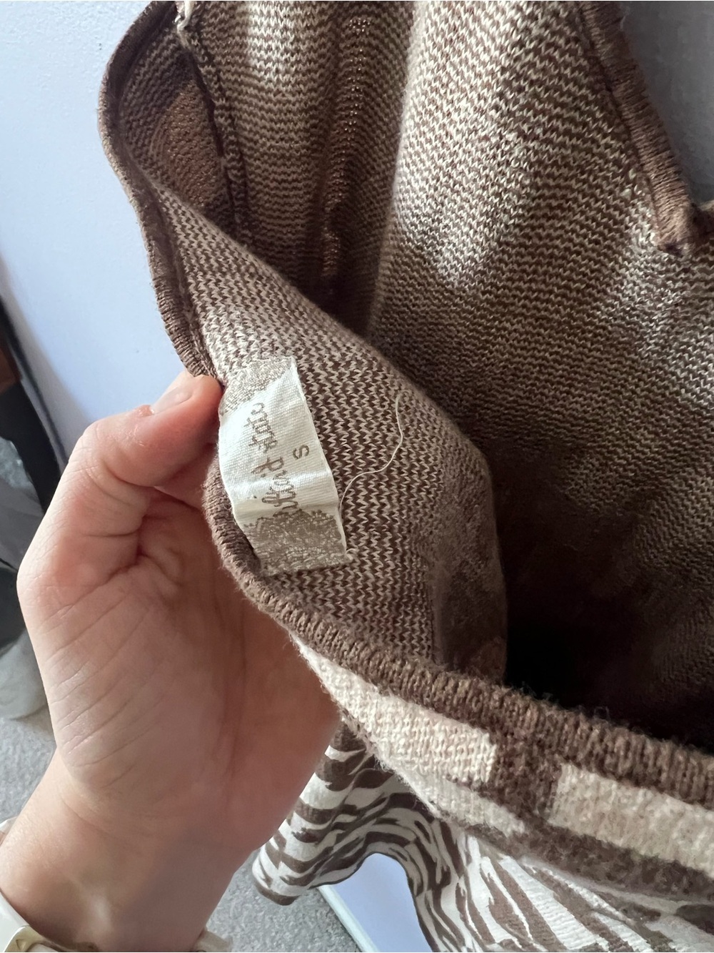 Floral Check Knit Mini Dress in Cream and Brown - Picture 6 of 6